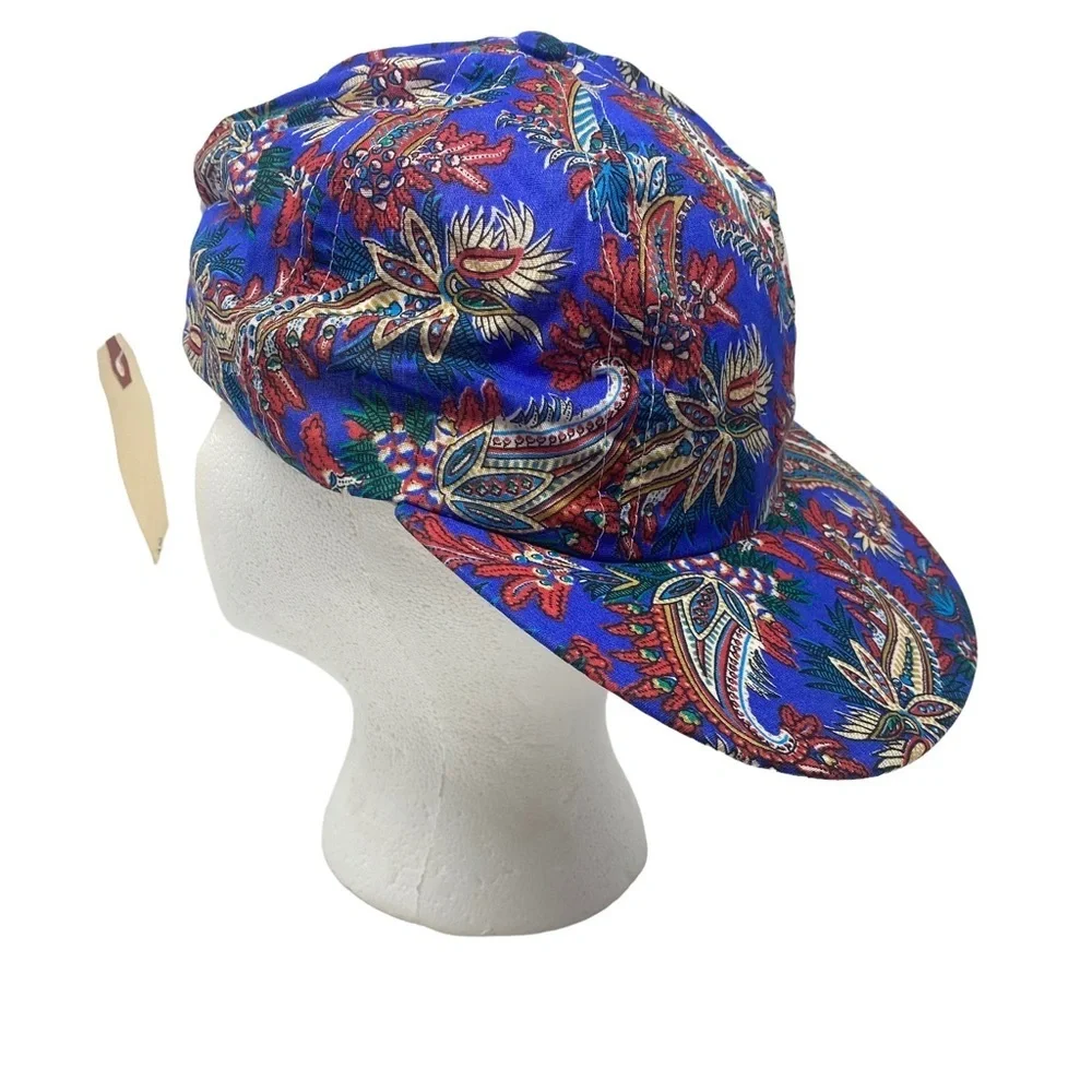 Vintage Unisex M/L Blue Paisley Jockey Adjustable Back Baseball‎ Cap Hat